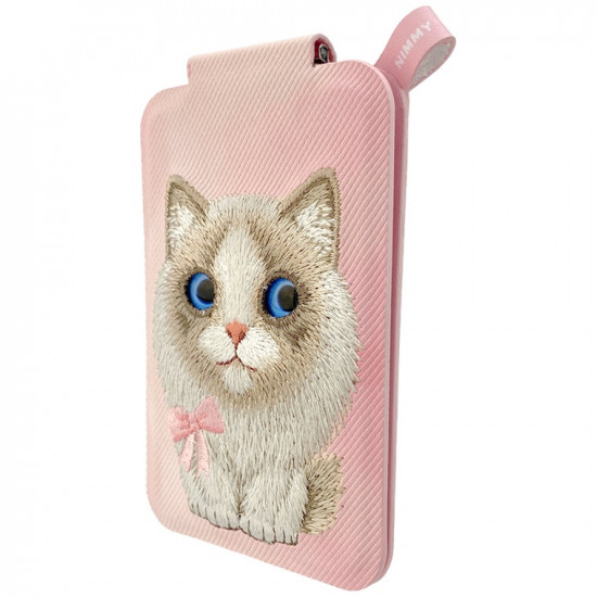 Magnetic phone wallet stand Nimmy New Big-Eye Cute Pets 2.0 Cat pink