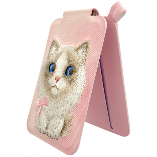 Magnetic phone wallet stand Nimmy New Big-Eye Cute Pets 2.0 Cat pink