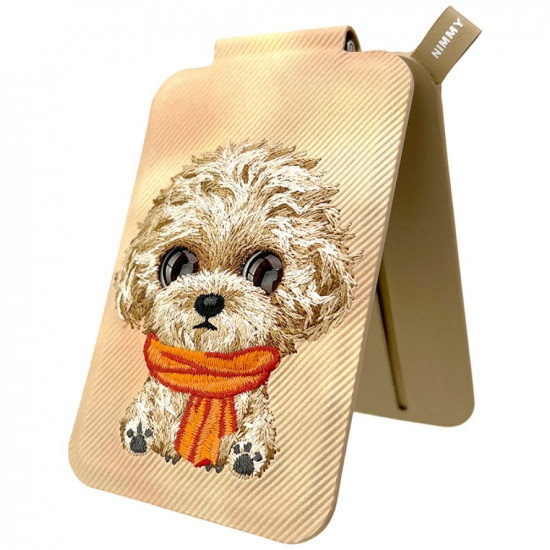 Magnetic phone wallet stand Nimmy New Big-Eye Cute Pets 2.0 Dog brown
