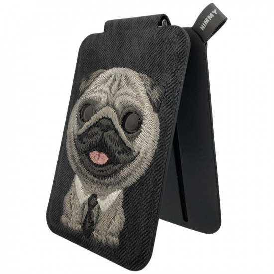 Magnetic phone wallet stand Nimmy New Big-Eye Cute Pets 2.0 Dog black Magnetic phone wallet stand Nimmy New Big-Eye Cute Pets 2.0 Dog black