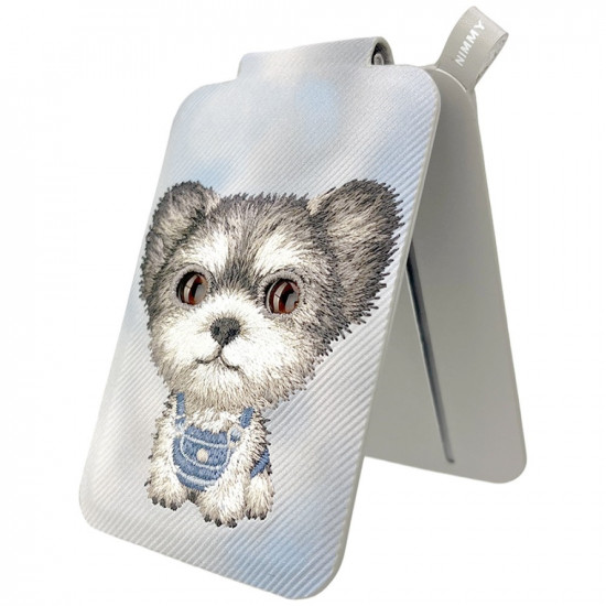 Magnetic phone wallet stand Nimmy New Big-Eye Cute Pets 2.0 Dog gray