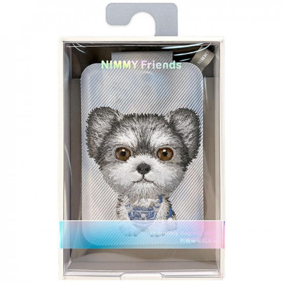 Magnetic phone wallet stand Nimmy New Big-Eye Cute Pets 2.0 Dog gray