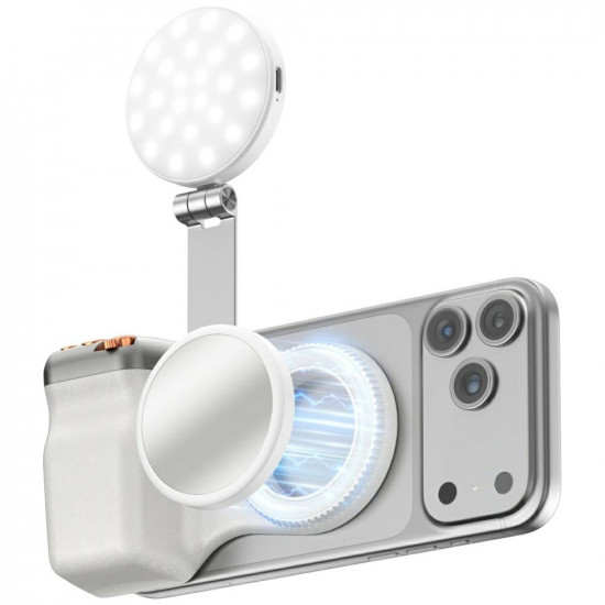 Magnetic smartphone holder with 4smarts photographic grip fill light and wireless control white Magnetic smartphone holder with 4smarts photographic grip fill light and wireless control white