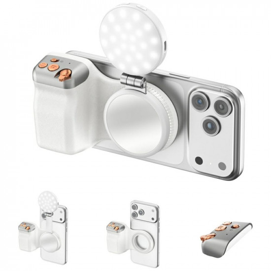 Magnetic smartphone holder with 4smarts photographic grip fill light and wireless control white Magnetic smartphone holder with 4smarts photographic grip fill light and wireless control white