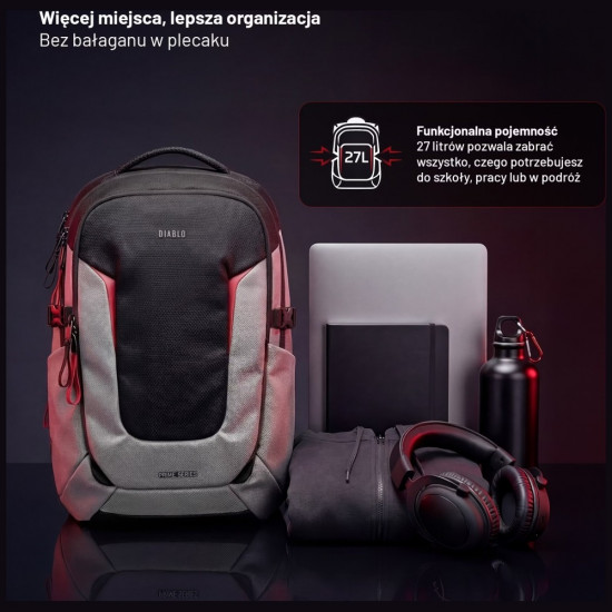 Diablo Chairs Prime Multifunctional Laptop Backpack black gray
