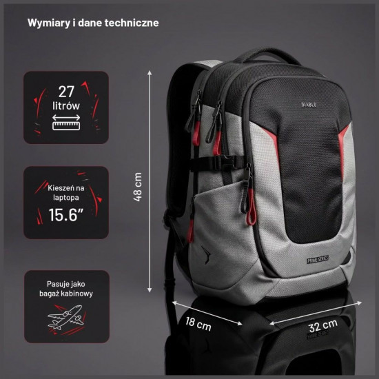 Diablo Chairs Prime Multifunctional Laptop Backpack black gray