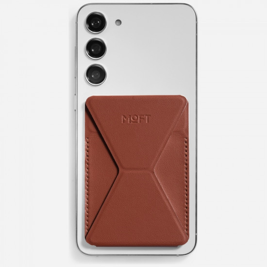 Moft Movas Self-Adhesive Wallet and Phone Stand brown