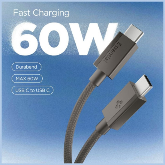 Spigen EB6015CC Essential USB-C 60W 150 cm gunmetal cable Spigen EB6015CC Essential USB-C 60W 150 cm gunmetal cable