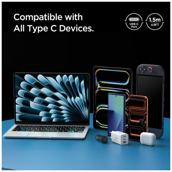 Spigen EB6015CC Essential USB-C 60W 150 cm gunmetal cable Spigen EB6015CC Essential USB-C 60W 150 cm gunmetal cable