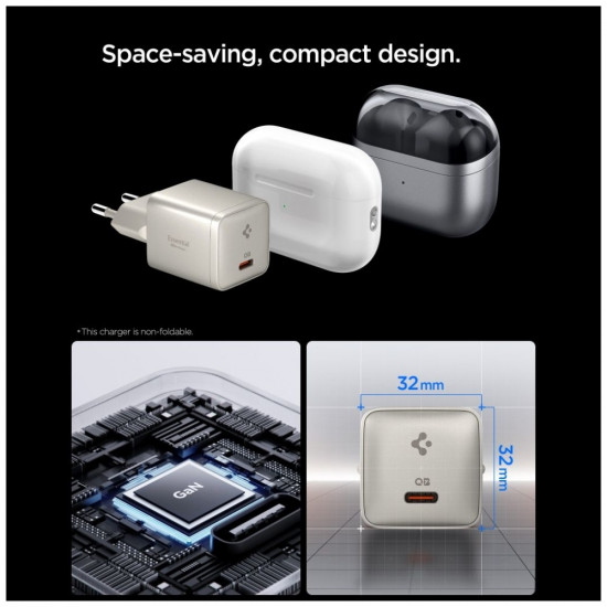 Spigen Essential EE301EU-GAN 30W USB-C Titanium Wall Charger Spigen Essential EE301EU-GAN 30W USB-C Titanium Wall Charger