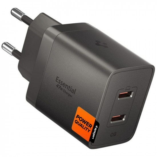 Spigen Essential EE472EU-GAN 47W 2xUSB-C Gunmetal Wall Charger Spigen Essential EE472EU-GAN 47W 2xUSB-C Gunmetal Wall Charger