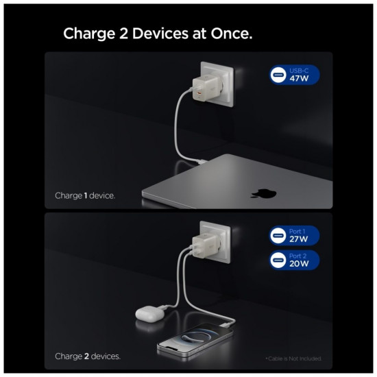 Spigen Essential EE472EU-GAN 47W 2xUSB-C Titanium Wall Charger