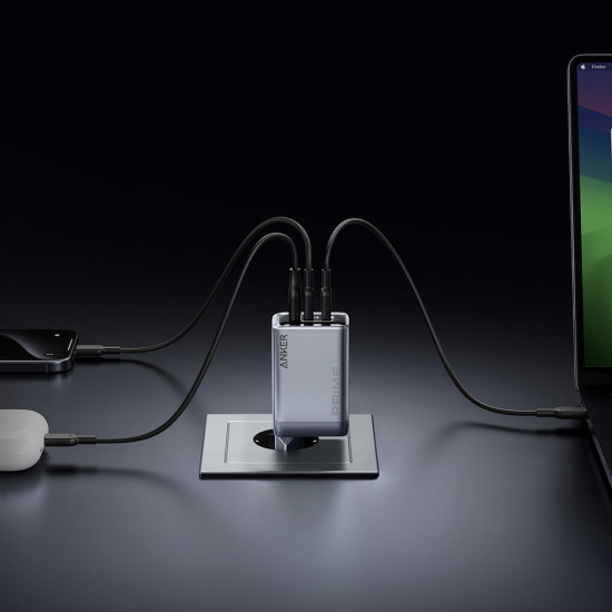 Anker Wall Charger Prime (A2688341) GaN Fast Charger, 2x Type C, USB, 100W, EU Gray Anker Wall Charger Prime (A2688341) GaN Fast Charger, 2x Type C, USB, 100W, EU Gray