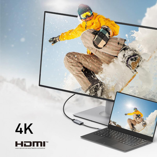 Anker Video Adapter (A83120A2) Type C to HDMI, Ultra HD, 4K@60Hz, Video & Audio Digital Sync, Plug & Play Gray