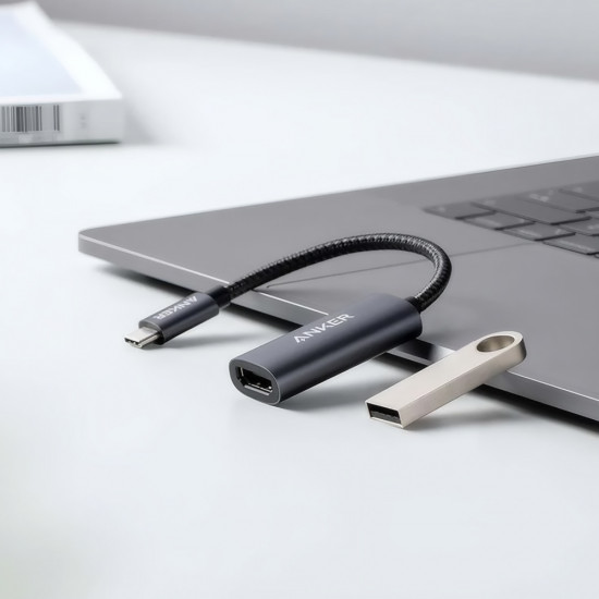 Anker Video Adapter (A83120A2) Type C to HDMI, Ultra HD, 4K@60Hz, Video & Audio Digital Sync, Plug & Play Gray