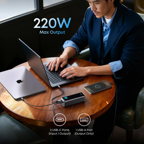 Anker Power Bank Prime (A110BH1) 2x USB C, USB, for Phone, Tablet, MacBook, Digital Display, 20100mAh, 220W Black