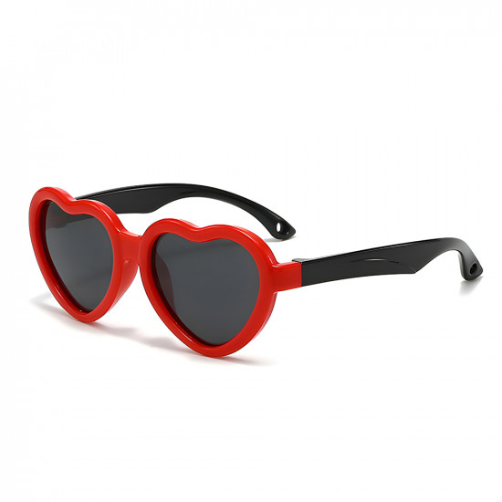Techsuit Kids Polarized Sunglasses (23070) UV Protection, Gray Lens, TPEE Frame, Heart Shape Black / Red Techsuit Kids Polarized Sunglasses (23070) UV Protection, Gray Lens, TPEE Frame, Heart Shape Black / Red