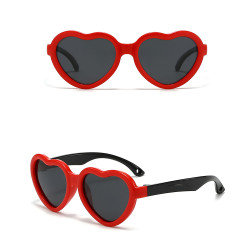 Techsuit Kids Polarized Sunglasses (23070) UV Protection, Gray Lens, TPEE Frame, Heart Shape Black / Red