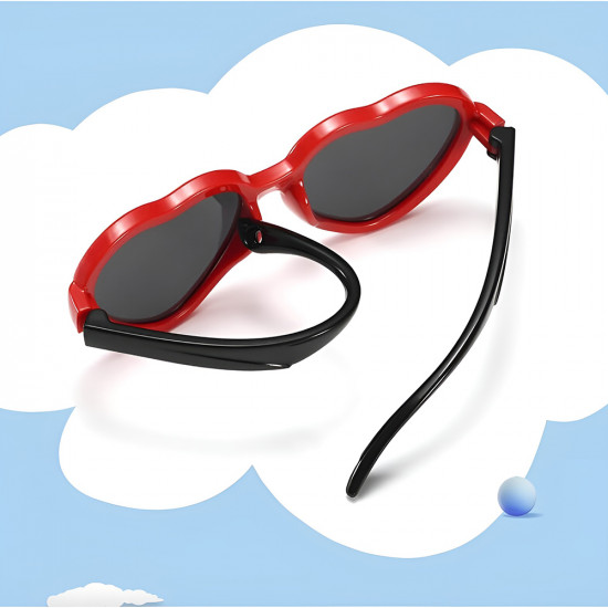 Techsuit Kids Polarized Sunglasses (23070) UV Protection, Gray Lens, TPEE Frame, Heart Shape Black / Red Techsuit Kids Polarized Sunglasses (23070) UV Protection, Gray Lens, TPEE Frame, Heart Shape Black / Red