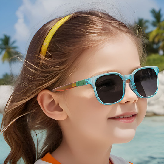 Techsuit Kids Polarized Sunglasses (9694) UV Protection, Grey Lens, TR Frame Bleu Multicolor
