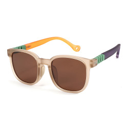 Techsuit Kids Polarized Sunglasses (9694) UV Protection, Brown Lens, TR Frame Beige Multicolor