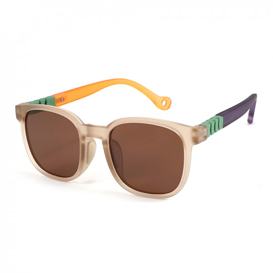 Techsuit Kids Polarized Sunglasses (9694) UV Protection, Brown Lens, TR Frame Beige Multicolor