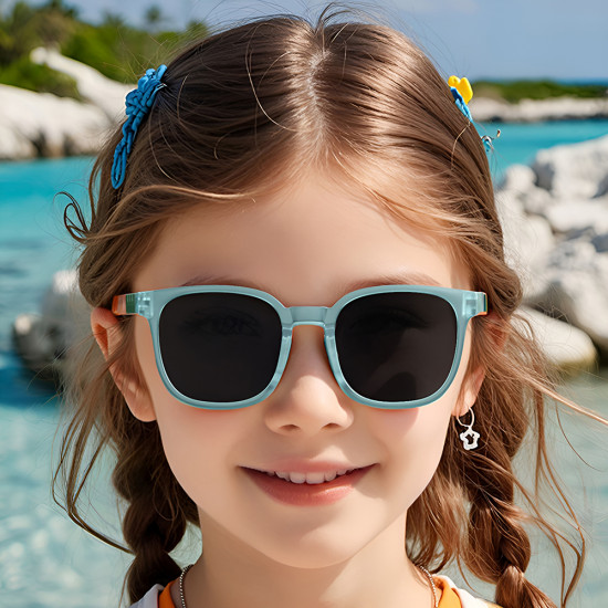 Techsuit Kids Polarized Sunglasses (9694) UV Protection, Brown Lens, TR Frame Beige Multicolor