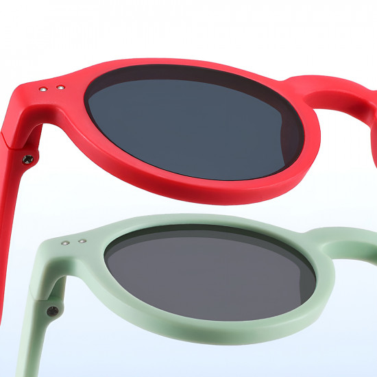 Techsuit Kids Polarized Sunglasses (8443) UV Protection, Gray Lens, TPEE Frame Red