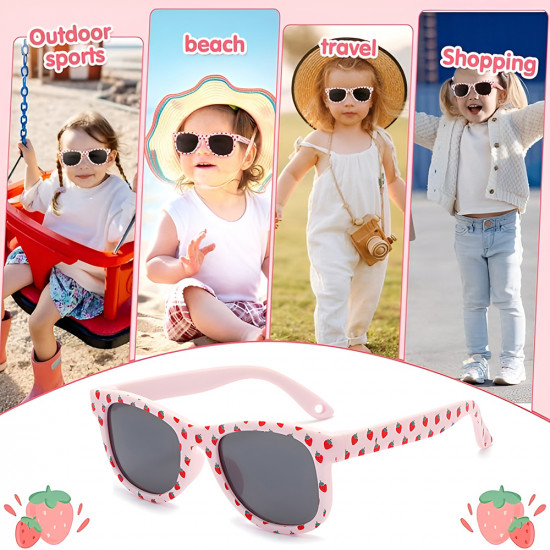 Techsuit Kids Polarized Sunglasses (5218) UV Protection, Gray Lens, TPEE Frame Strawberry Pink Techsuit Kids Polarized Sunglasses (5218) UV Protection, Gray Lens, TPEE Frame Strawberry Pink