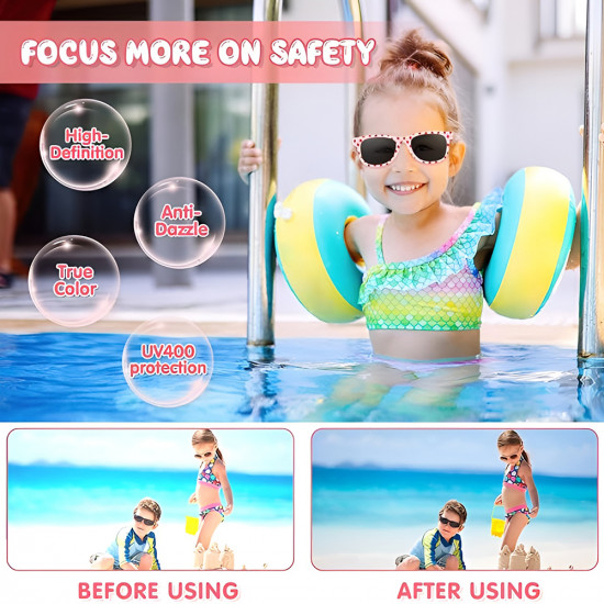 Techsuit Kids Polarized Sunglasses (5218) UV Protection, Gray Lens, TPEE Frame Strawberry Pink Techsuit Kids Polarized Sunglasses (5218) UV Protection, Gray Lens, TPEE Frame Strawberry Pink