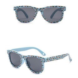 Techsuit Kids Polarized Sunglasses (5218) UV Protection, Gray Lens, TPEE Frame Blue