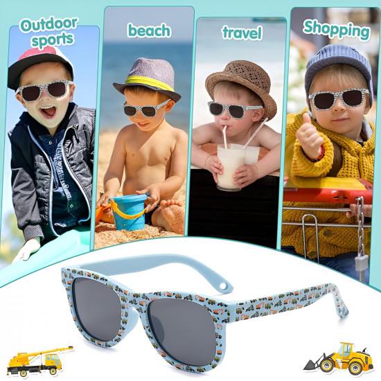 Techsuit Kids Polarized Sunglasses (5218) UV Protection, Gray Lens, TPEE Frame Blue Techsuit Kids Polarized Sunglasses (5218) UV Protection, Gray Lens, TPEE Frame Blue