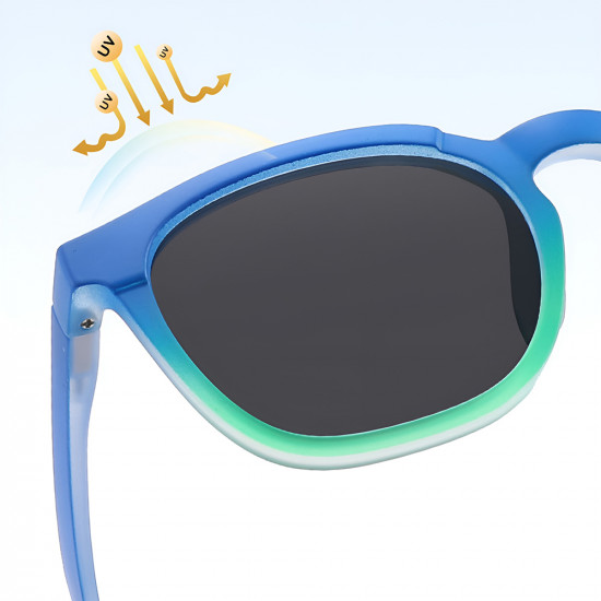 Techsuit Kids Polarized Sunglasses (691) UV Protection, Gray Lens, TR Frame Black Flame