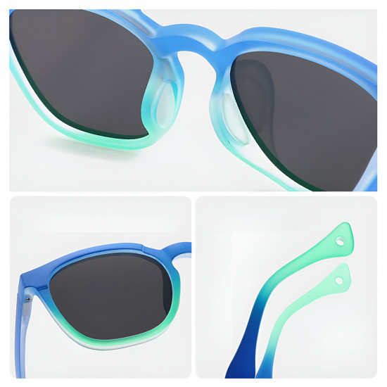 Techsuit Kids Polarized Sunglasses (691) UV Protection, Gray Lens, TR Frame Black Flame