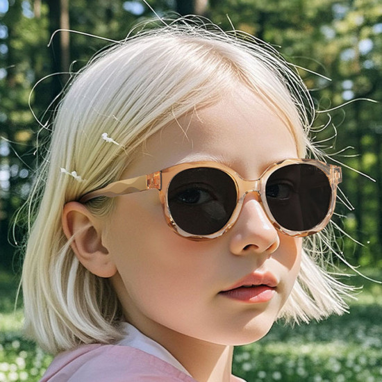 Techsuit Kids Polarized Sunglasses (627) UV Protection, Gray Lens, TR Frame Peach