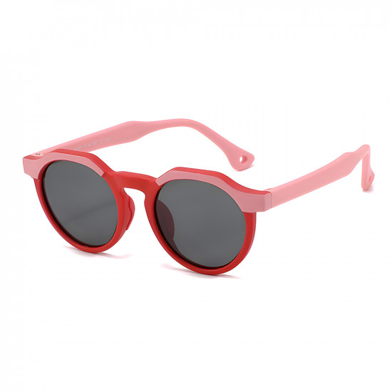 Techsuit Kids Polarized Sunglasses (601) UV Protection, Gray Lens, TPEE Frame Pink / Red