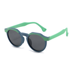 Techsuit Kids Polarized Sunglasses (601) UV Protection, Gray Lens, TPEE Frame Green / Blue