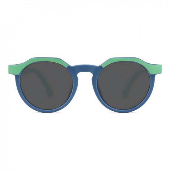 Techsuit Kids Polarized Sunglasses (601) UV Protection, Gray Lens, TPEE Frame Green / Blue