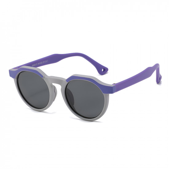 Techsuit Kids Polarized Sunglasses (601) UV Protection, Gray Lens, TPEE Frame Purple / Gray