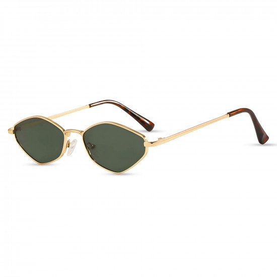 Techsuit Premium Sunglasses (6206) for Women, Narrow Hexagonal Frame, Retro Charm Gold / Green Techsuit Premium Sunglasses (6206) for Women, Narrow Hexagonal Frame, Retro Charm Gold / Green