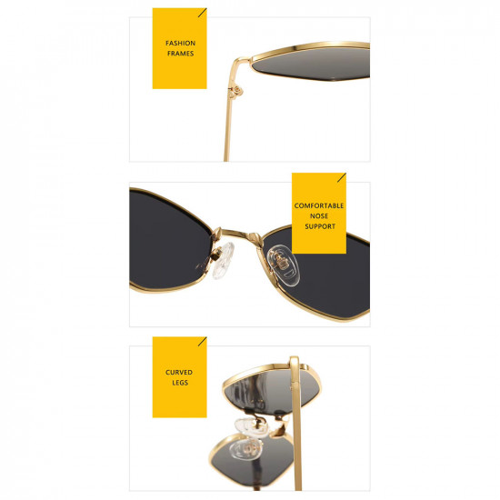 Techsuit Premium Sunglasses (6206) for Women, Narrow Hexagonal Frame, Retro Charm Gold / Green Techsuit Premium Sunglasses (6206) for Women, Narrow Hexagonal Frame, Retro Charm Gold / Green
