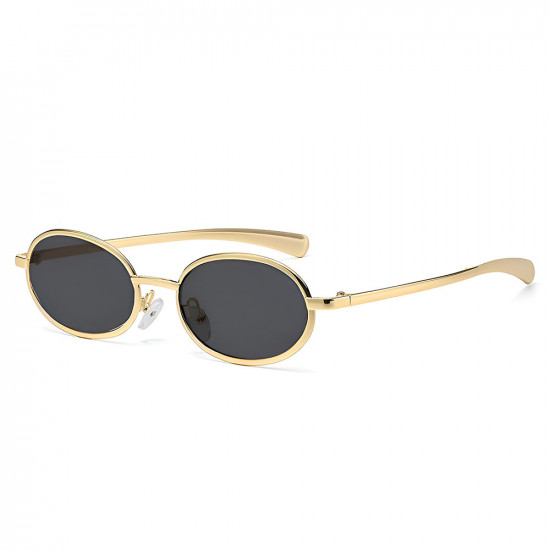 Techsuit Sunglasses (3220) for Women, Fashion, 90s Oval Frame, Adjustable Nose Pads Gold / Black