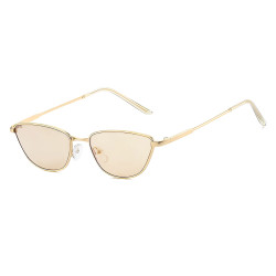 Techsuit Premium Sunglasses (622) for Women, Cat Eye Frame, Minimalist Design Gold / Champagne