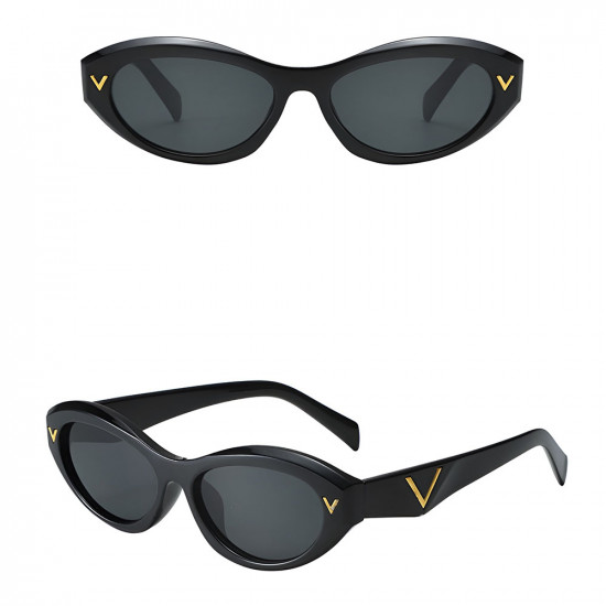 Techsuit Sunglasses (77115) for Women, PC Frame & Lens, Micro Oval, Boho Style Black Techsuit Sunglasses (77115) for Women, PC Frame & Lens, Micro Oval, Boho Style Black