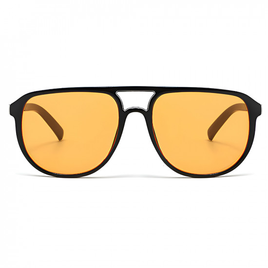 Techsuit Sunglasses (18266) for Women, PC Lens & Frame, Aviator, Double Bridge Black / Orange