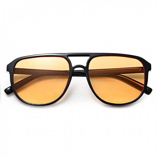 Techsuit Sunglasses (18266) for Women, PC Lens & Frame, Aviator, Double Bridge Black / Orange
