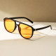 Techsuit Sunglasses (18266) for Women, PC Lens & Frame, Aviator, Double Bridge Black / Orange