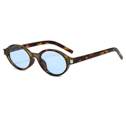 Techsuit Sunglasses (3952) for Women, PC Oval Frame, Retro Modern Aesthetic Print / Blue