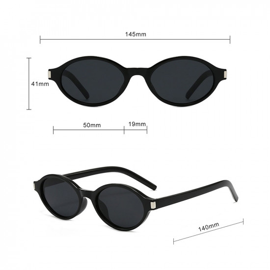 Techsuit Sunglasses (3952) for Women, PC Oval Frame, Retro Modern Aesthetic Print / Blue