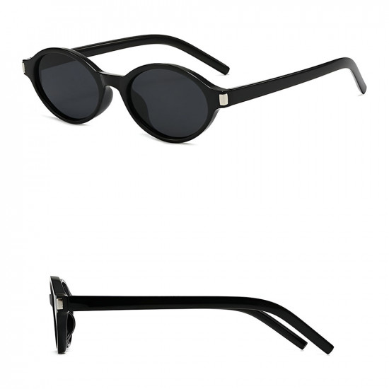 Techsuit Sunglasses (3952) for Women, PC Oval Frame, Retro Modern Aesthetic Black